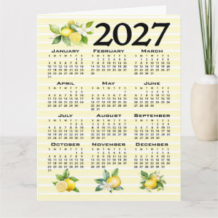 Tarjeta Calendario 2027 al estilo italiano limones rayas a