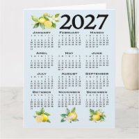 Calendario 2027 estilo italiano limones fondo azul