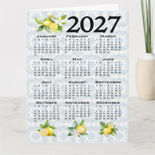 Tarjeta Calendario 2027 Limones Azulejos Mediterráneos Ita