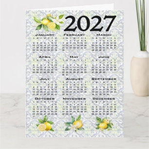 Tarjeta Calendario 2027 Limones Azulejos Mediterráneos Ita