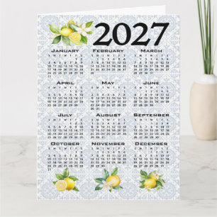 Tarjeta Calendario 2027 Limones Azulejos Mediterráneos Ita