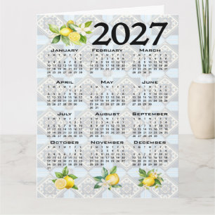 Tarjeta Calendario 2027 Limones Italianos Azulejos Mediter