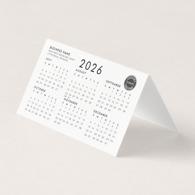 Tarjeta Calendario de Empleados de la Empresa de logotipos (Reverso)