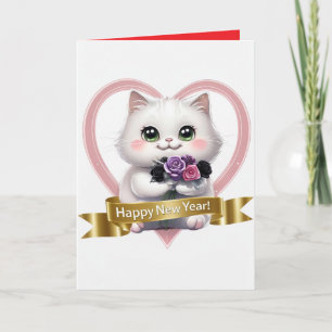 Tarjeta Calendario de gatos blancos 2025 personalizado