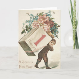 Tarjeta Calendario de Niño Rosa No me Olvides