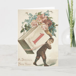 Tarjeta Calendario de Niño Rosa No Me Olvides