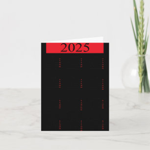 Tarjeta Calendario Gráfico Año Nuevo 2025 Con Festivos En