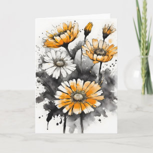Tarjeta Caléndula - Flores de acuarela