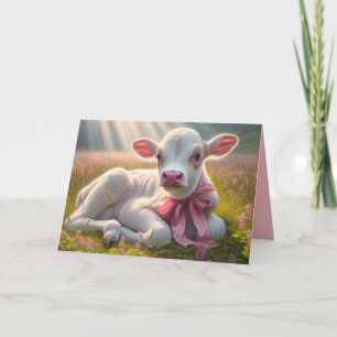 Tarjeta Calf Blanco En Pastel Con Vigas De Sol
