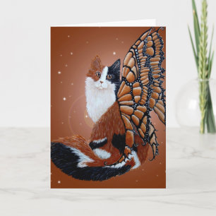 Tarjeta Calico Butterfly Fairy Cat