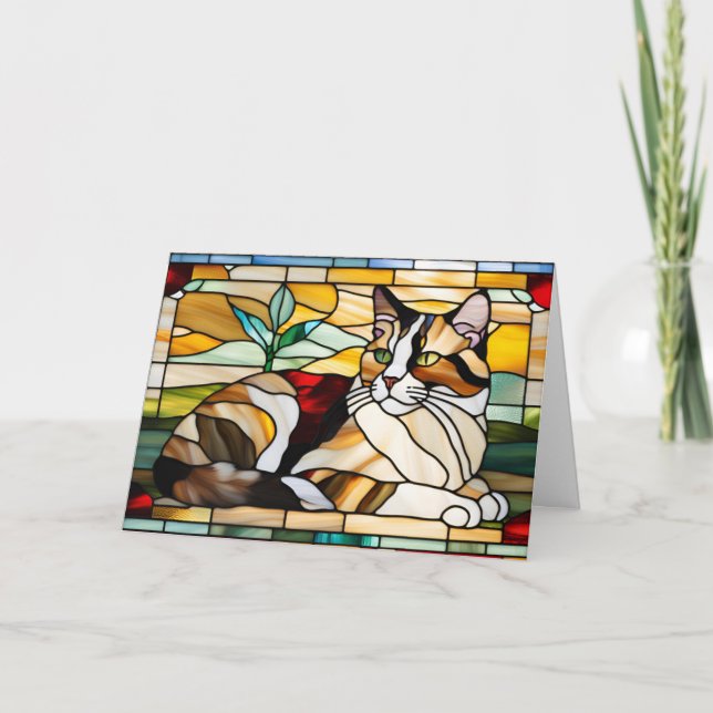 Tarjeta Calico Cat StainGlass (Anverso)