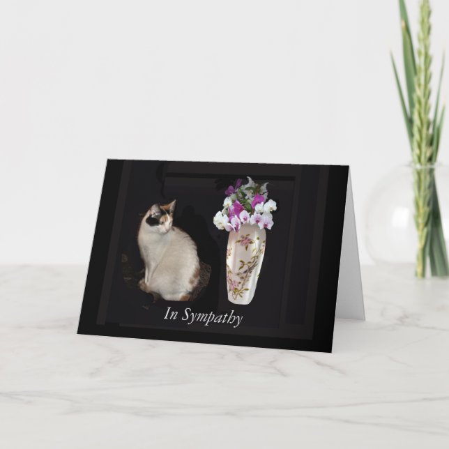 Tarjeta Calico Cat Y Orquídeas (Anverso)
