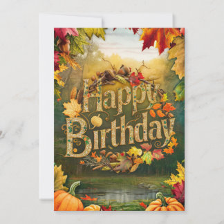 Tarjeta Cálida hoja de arce otoño otoño feliz cumpleaños