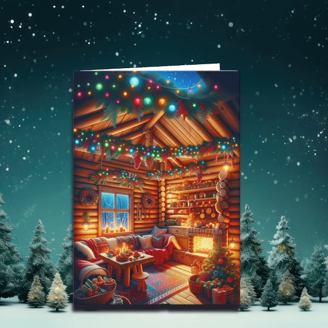 Tarjeta Cálido y acogedor Log Cabin Christmas Greetings (Subido por el creador)