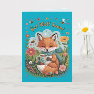 Tarjeta ¡Cálido Y Alegre Cojador Woodland Fox, Ponte Bien 