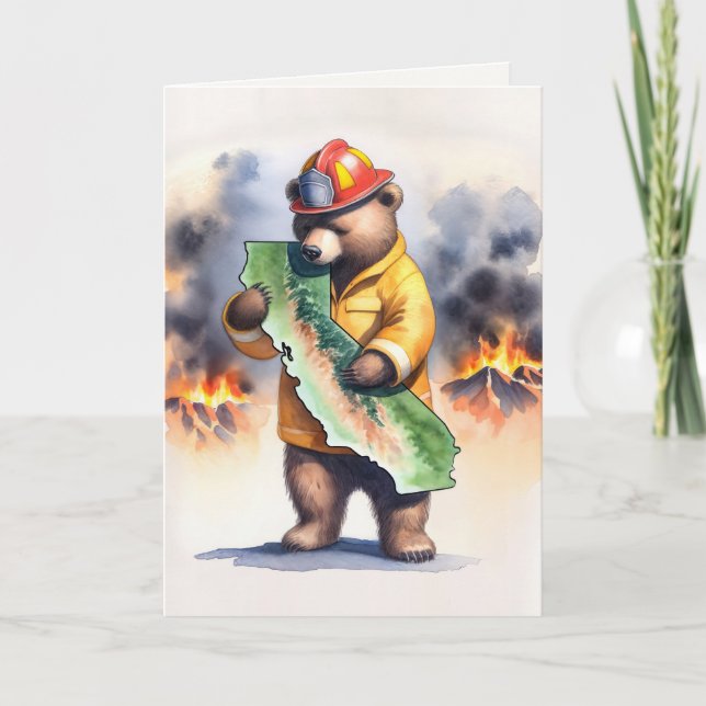 Tarjeta California Bear Firefighter Gracias (Anverso)