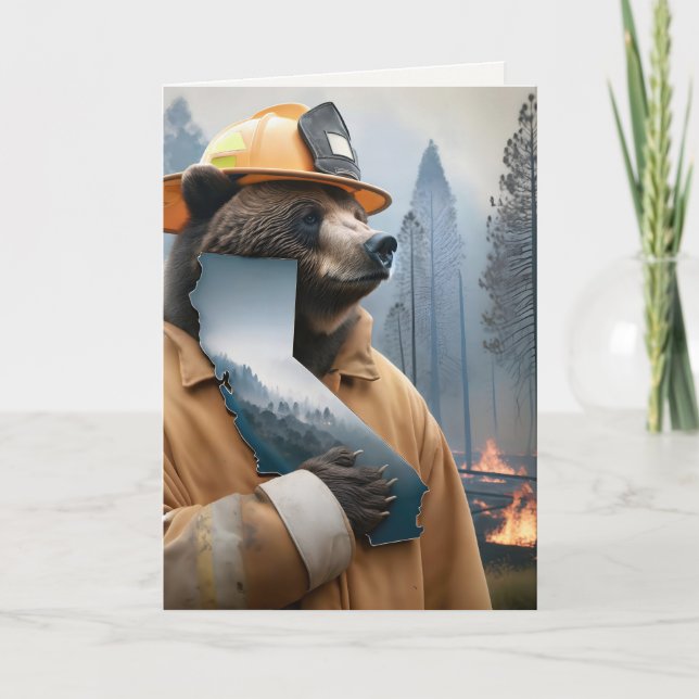 Tarjeta California Bear Firefighter Gracias (Anverso)