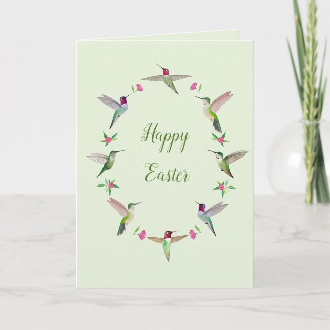 Tarjeta California Hummingbirds Happy Easter (Anverso)