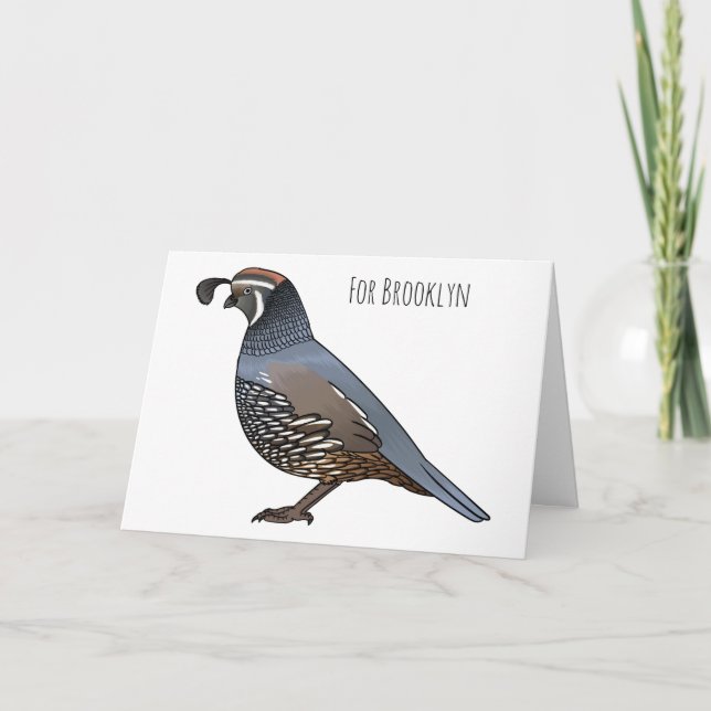 Tarjeta California quail bird cartoon illustration (Anverso)