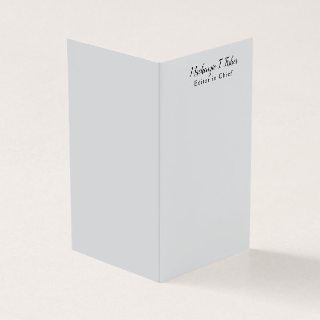 Tarjeta Caligrafía clásica Elegante Plata simple Gris (Exterior)