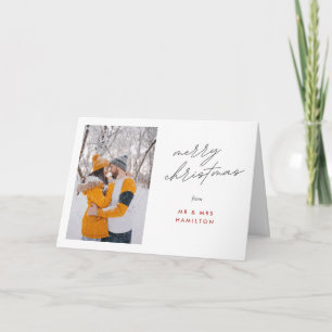 Tarjeta Caligrafía de guión Feliz Navidad Foto Vacaciones
