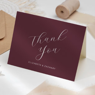 Tarjeta Caligrafía moderna Boda de Borgoña Gracias
