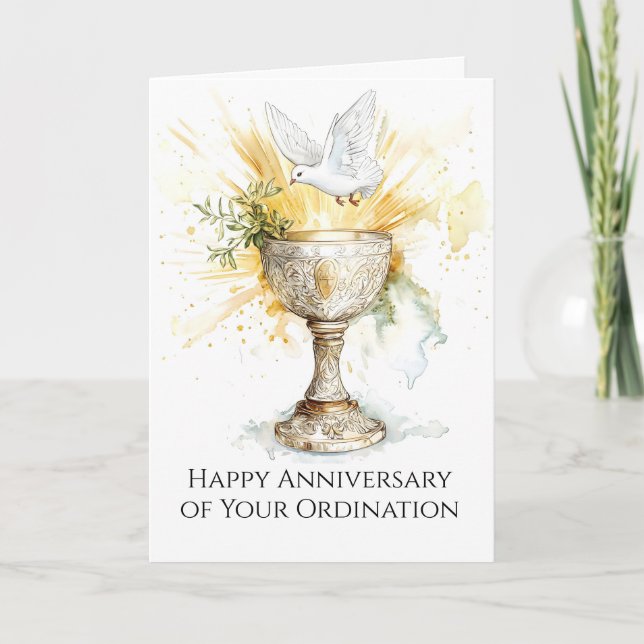 Tarjeta Cáliz de bendiciones para el aniversario de la ord (Anverso)