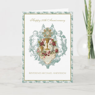Tarjeta Cáliz floral elegante del 50 aniversario del sacer