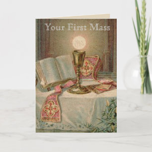 Tarjeta Cáliz Misal Eucaristía Sacerdote Altar Católico