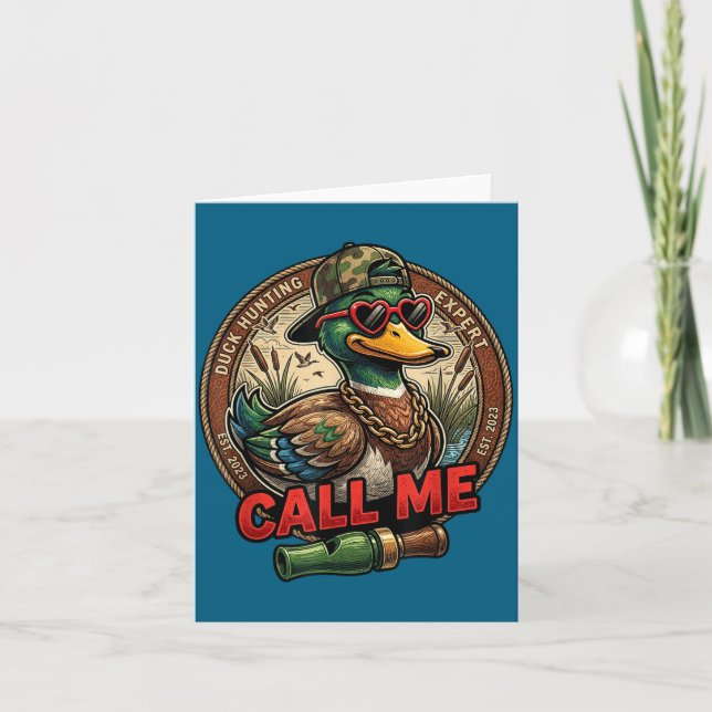 Tarjeta Call Me Duck Hunting Retro Valentine's Day Men Wom (Anverso)