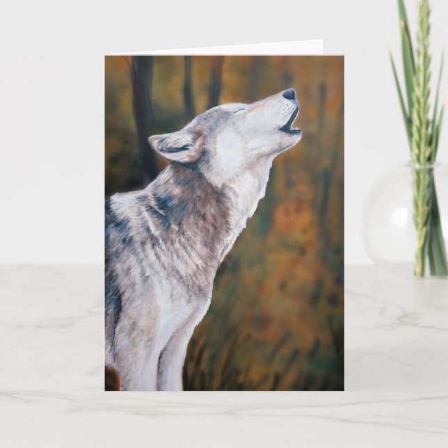 Tarjeta "Call of the Wild" Wolf Art Notecard (Anverso)