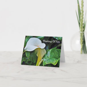 TARJETA CALLA BLANCA LILY, "PENSANDO EN TI" (PERSONALIZABL