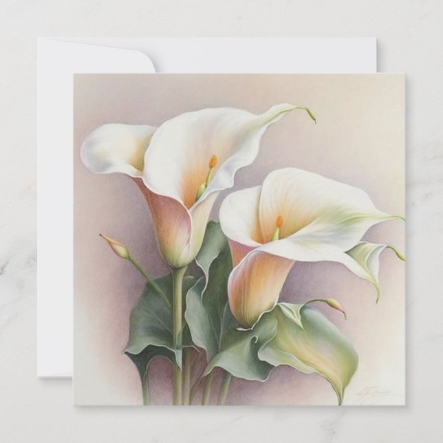 Tarjeta Calla lilies acuarela (Anverso)