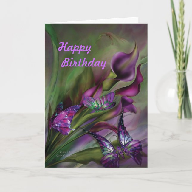 Tarjeta Calla Lilies Happy Birday Card (Anverso)