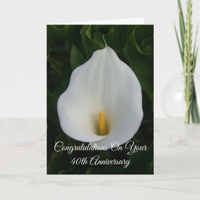 Tarjeta Calla Lily personalizó el 40º aniversario del Boda (Anverso)