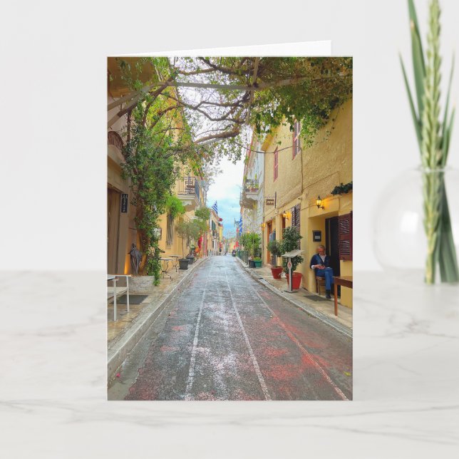 Tarjeta Calle Cuta En Atenas, Grecia (Anverso)