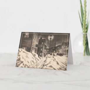 Tarjeta Calle del pueblo en una noche de invierno