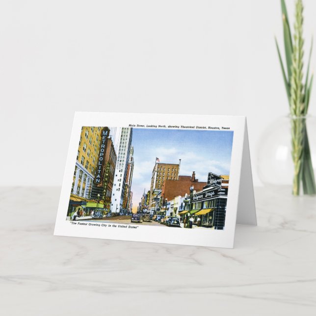 Tarjeta Calle principal, Houston, Tejas (Anverso)