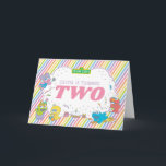 Tarjeta Calle Sésamo| Segundo cumpleaños a rayas<br><div class="desc">Celebra el cumpleaños de tu hijo con esta dulce tarjeta de cumpleaños que te trajo Plaza Sésamo. Personalice agregando un mensaje de cumpleaños personalizado.</div>