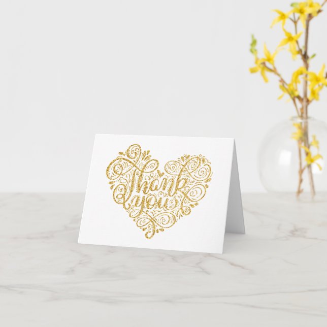 Tarjeta Calligraphy Vintage Phrase Gracias (flor amarilla)