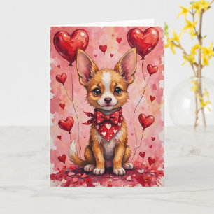 Tarjeta Calupoh Día de San Valentín Perro Sentado con Cora