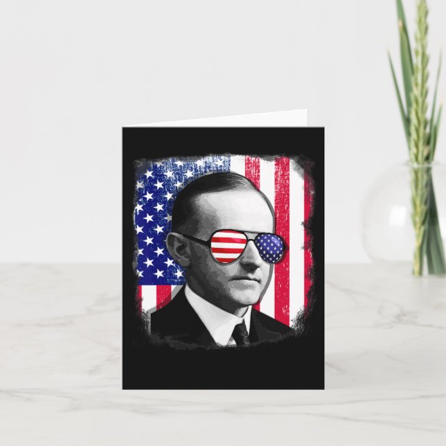 Tarjeta Calvin Coolidge Us Flag 4 De Julio (Anverso)