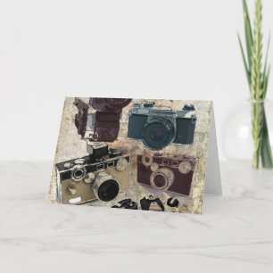Tarjeta cámara retro de fotografía de fotógrafo con proble