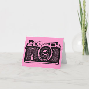 Tarjeta Cámara rusa soviética - Negro sobre rosa