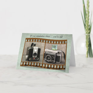 Tarjeta Cámaras retro para cumpleaños