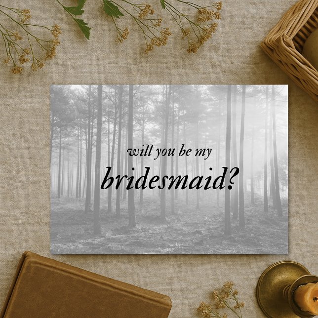 Tarjeta Camarera de honor del bosque folclórico blanco y n (Subido por el creador)