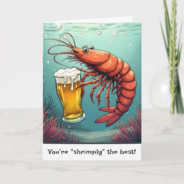 Tarjeta Camarones de Cumpleaños Con un Vaso de Cerveza (Anverso)