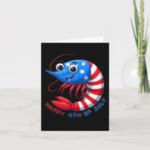 Tarjeta Camarones Felices Celebran 4 De Julio Niños Hombre