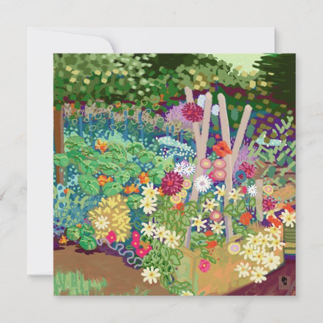 Tarjeta Camas de flores jardín de cabaña proyecto de arte (Anverso)