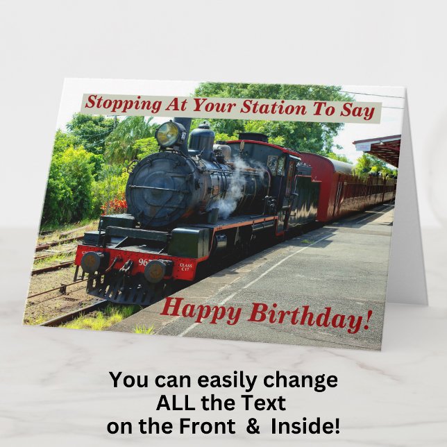 Tarjeta Cambiar nombre Tren de vapor Hombres Feliz Cumplea (Subido por el creador)
